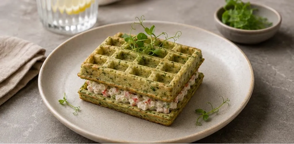 Зелёная вафля с овощной начинкой
